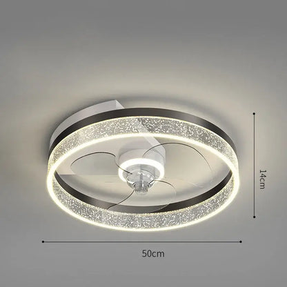 Modern chrome crystal ceiling fan light bedroom remote control