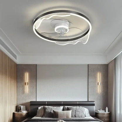 Modern chrome crystal ceiling fan light bedroom remote control