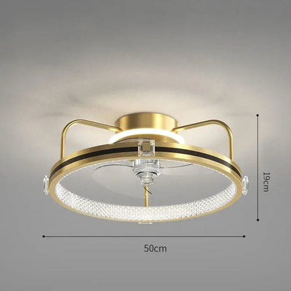 Modern chrome crystal ceiling fan light bedroom remote control