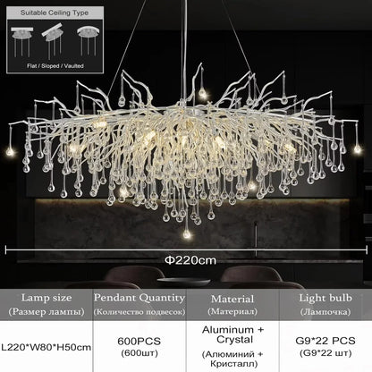 DecorBites™ Modern Chrome Crystal Chandelier for Living Room