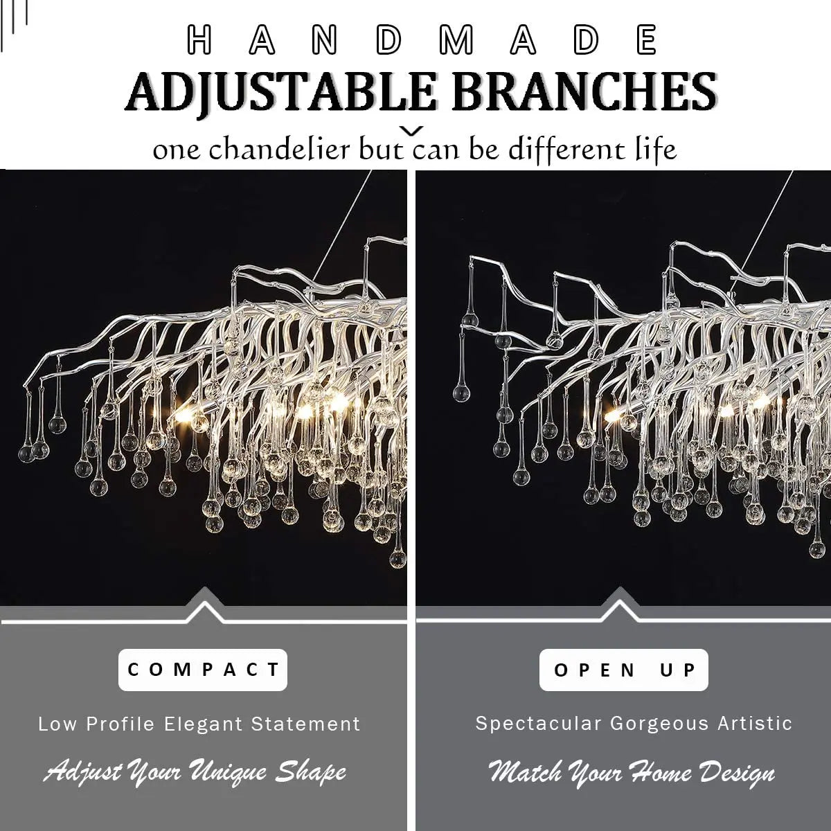 DecorBites™ Modern Chrome Crystal Chandelier for Living Room