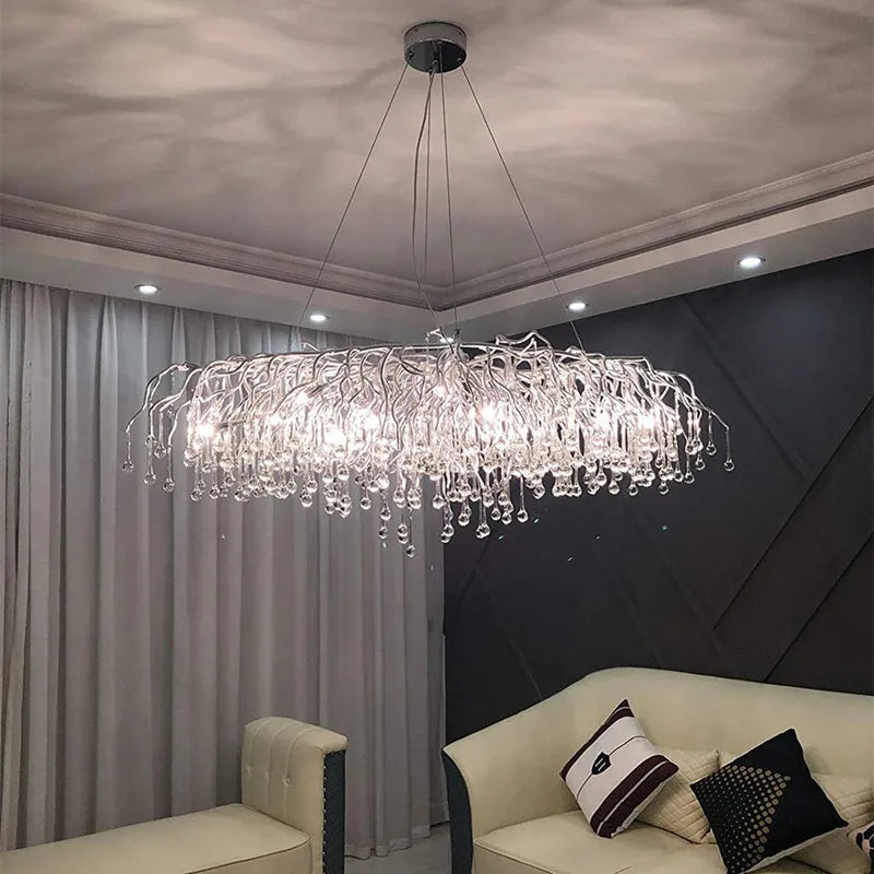 DecorBites™ Modern Chrome Crystal Chandelier for Living Room