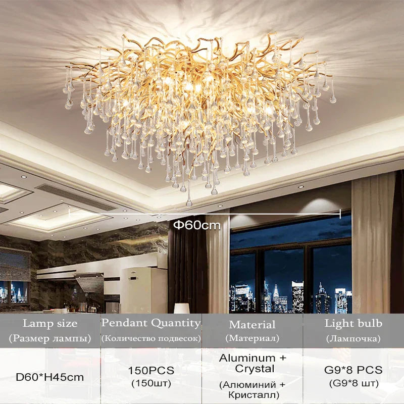 DecorBites™ Modern Chrome Crystal Chandelier for Living Room