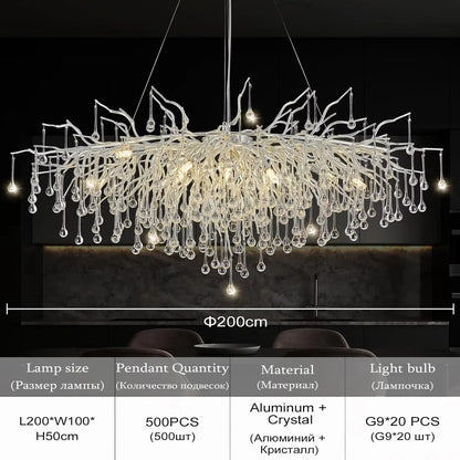 DecorBites™ Modern Chrome Crystal Chandelier for Living Room