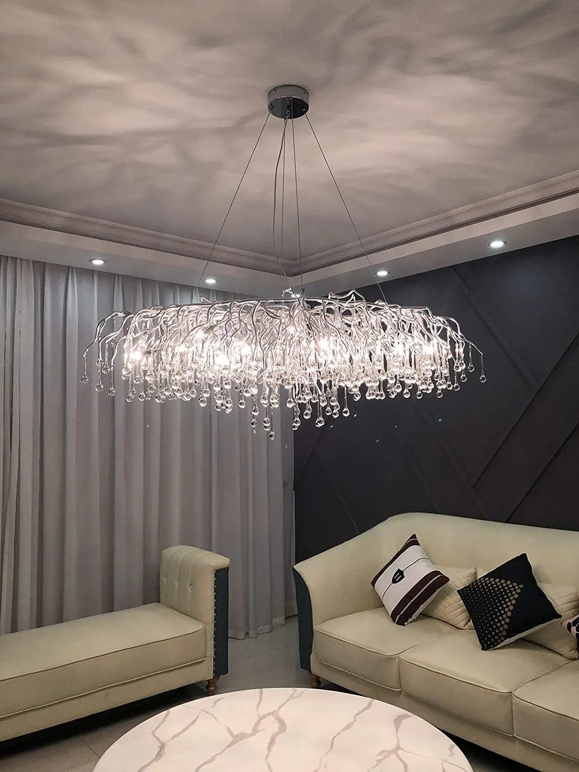 DecorBites™ Modern Chrome Crystal Chandelier for Living Room