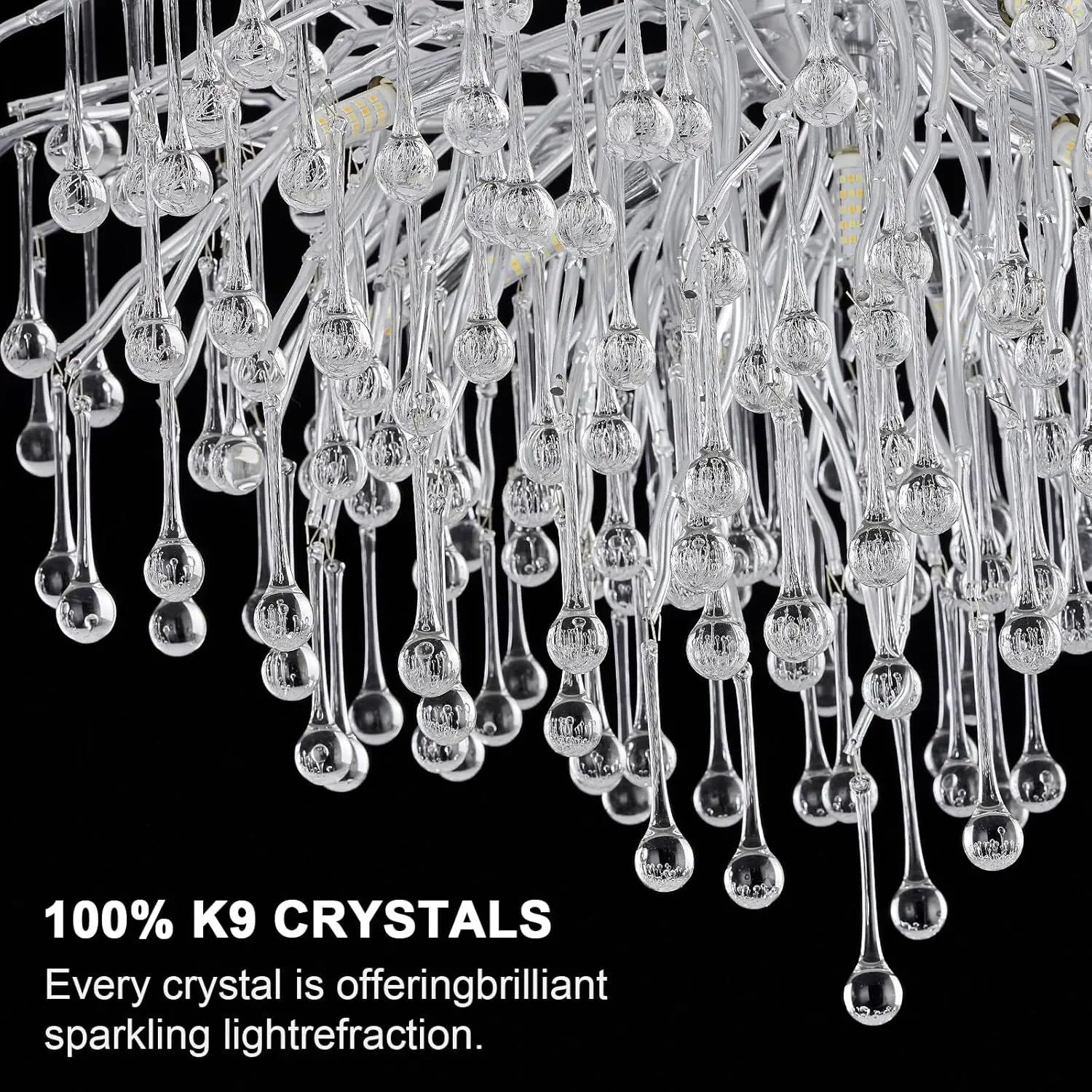 DecorBites™ Modern Chrome Crystal Chandelier for Living Room