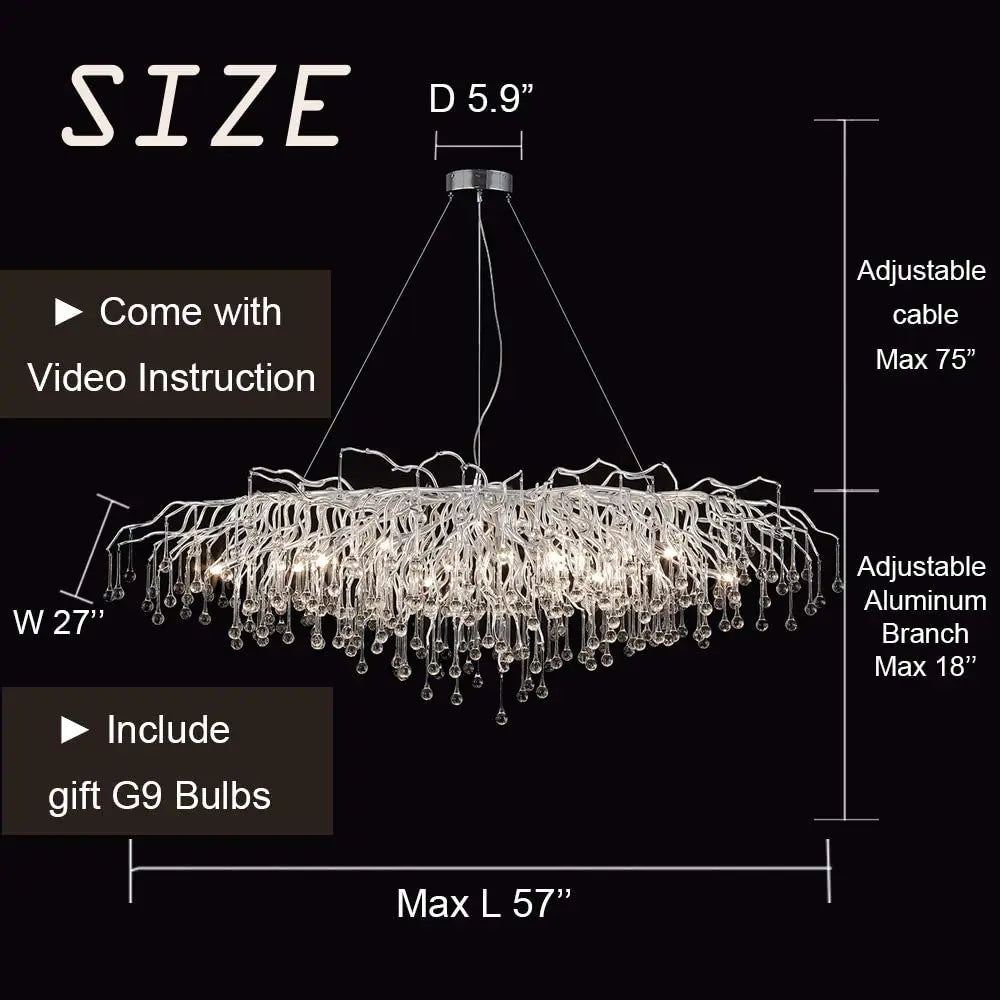 DecorBites™ Modern Chrome Crystal Chandelier for Living Room
