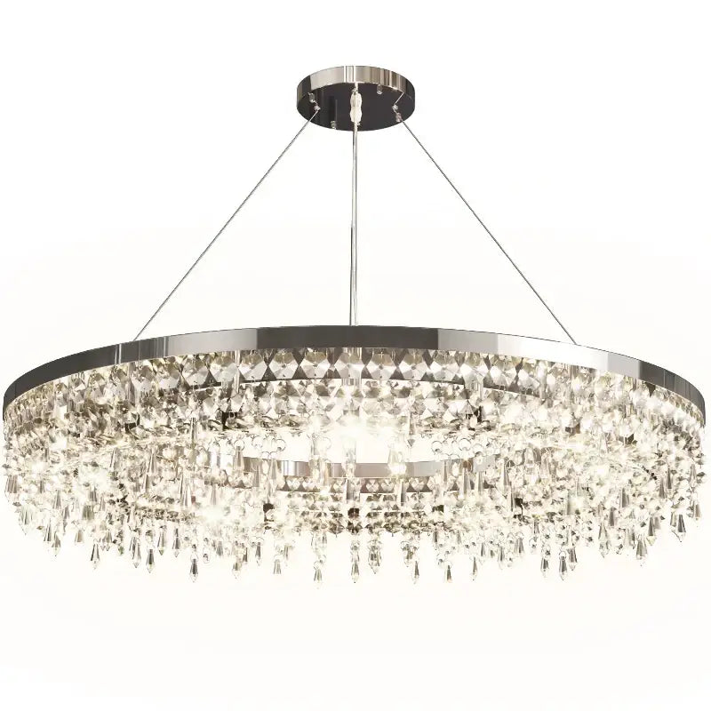 Modern chrome crystal circle led chandelier for living room decor