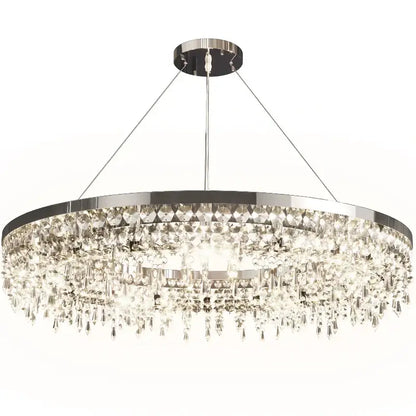 Modern chrome crystal circle led chandelier for living room decor