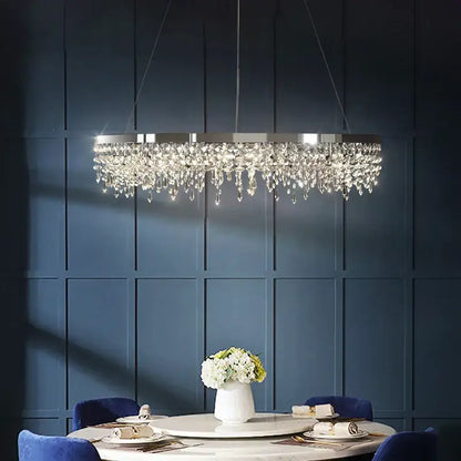 Modern chrome crystal circle led chandelier for living room decor