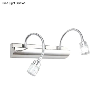 Modern chrome crystal cylinder vanity wall sconce bedroom reading light