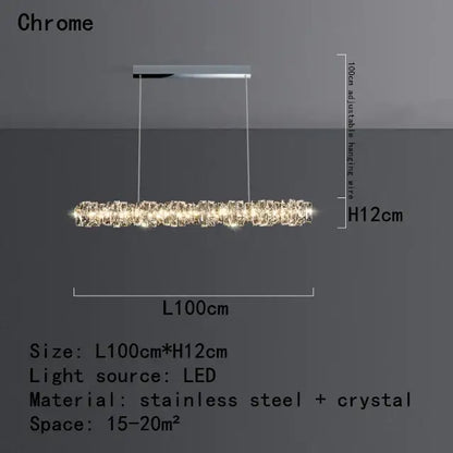 Modern chrome crystal dining table pendant lamp kitchen island