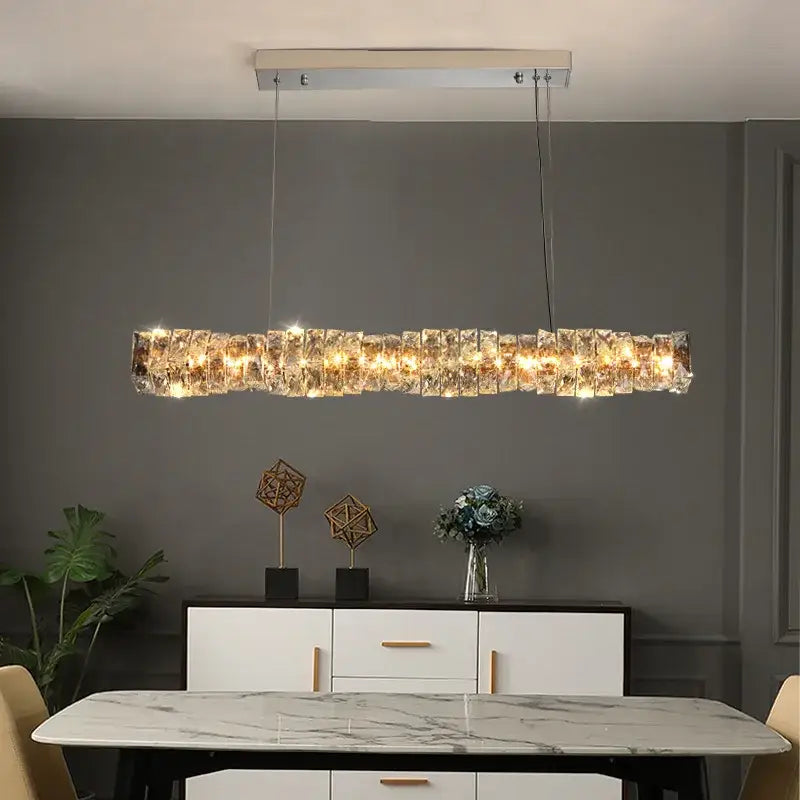 Modern chrome crystal dining table pendant lamp kitchen island