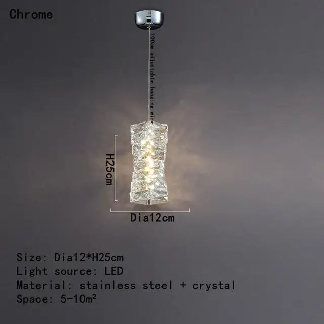 Modern chrome crystal dining table pendant lamp kitchen island