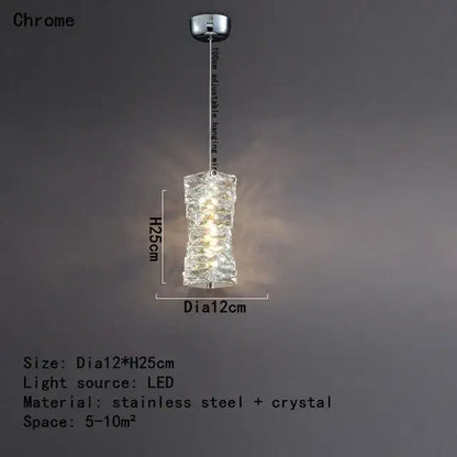 Modern chrome crystal dining table pendant lamp kitchen island