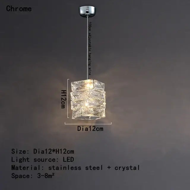 Modern chrome crystal dining table pendant lamp kitchen island