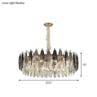 Modern chrome crystal drum pendant light for living room