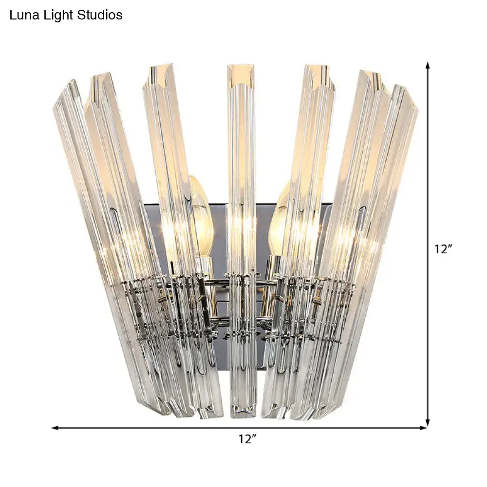 Modern chrome crystal fan wall mount light corridor sconce