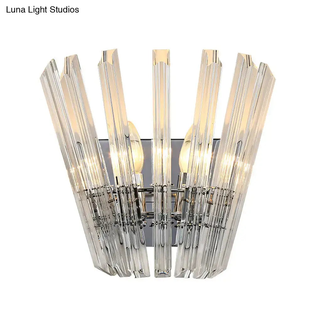 Modern chrome crystal fan wall mount light corridor sconce