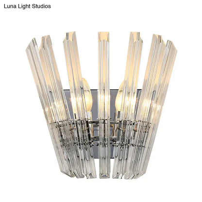 Modern chrome crystal fan wall mount light corridor sconce