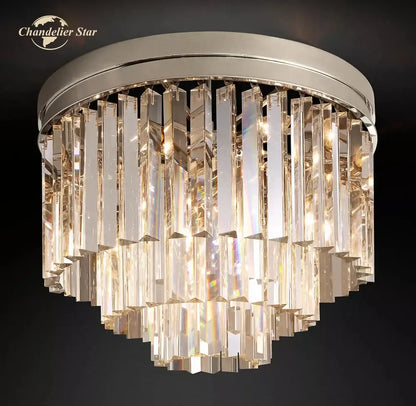 Modern chrome crystal flushmount chandelier living room ceiling light