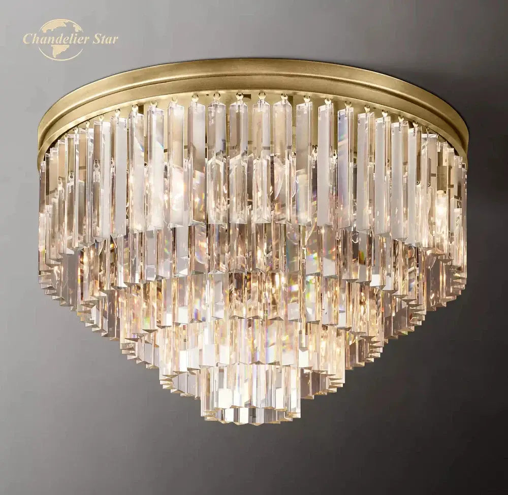 Modern chrome crystal flushmount chandelier living room ceiling light