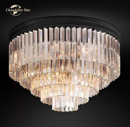 Modern chrome crystal flushmount chandelier living room ceiling light