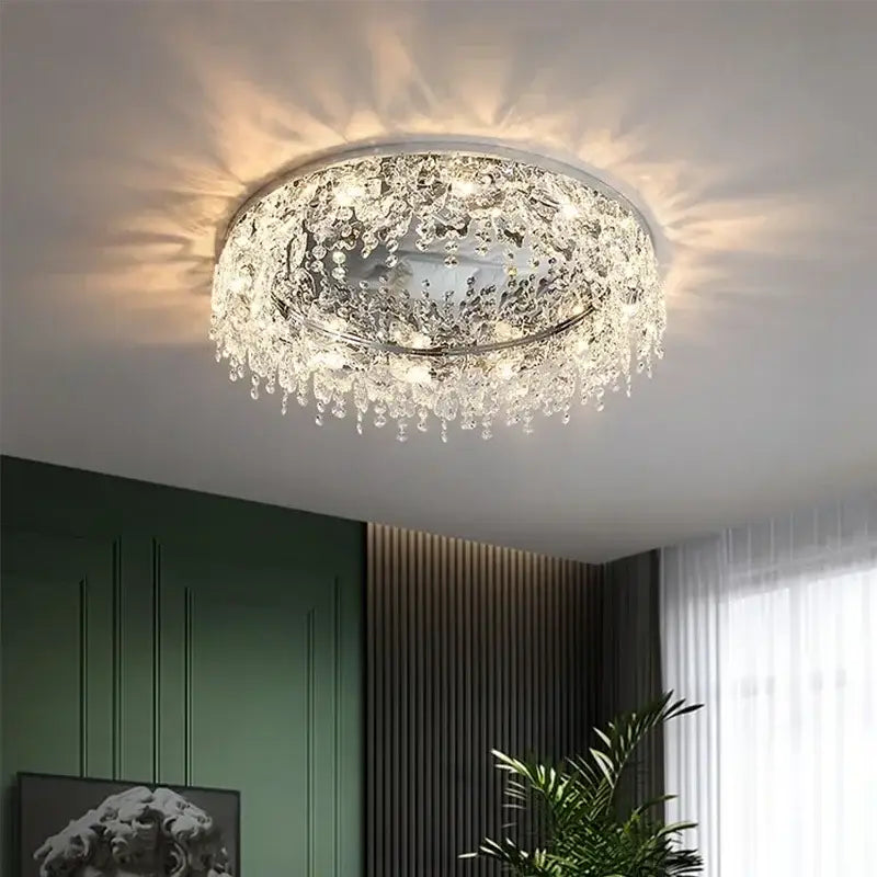 Modern chrome crystal led ceiling chandelier for living room