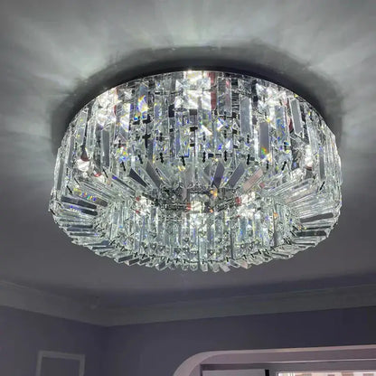 Modern chrome crystal led ceiling lamp for living room