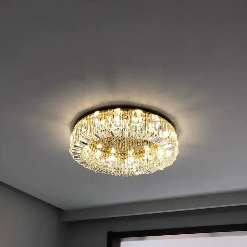 Modern chrome crystal led ceiling lamp for living room