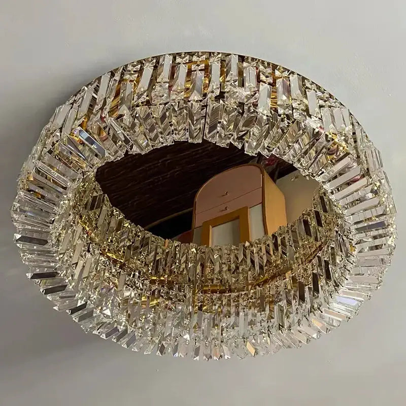 Modern chrome crystal led ceiling lamp for living room