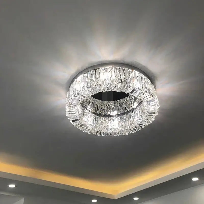 Modern chrome crystal led ceiling lamp for living room