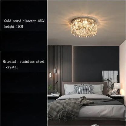 Modern chrome crystal led ceiling lamp for living room