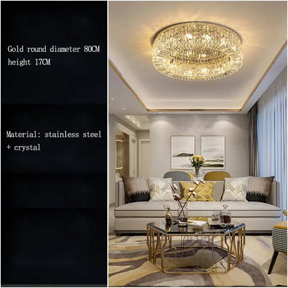 Modern chrome crystal led ceiling lamp for living room