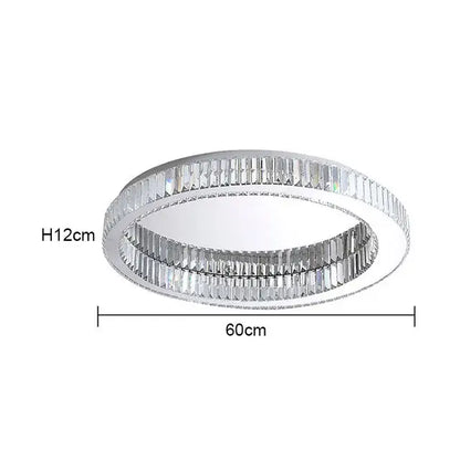 Modern chrome crystal led ceiling light dining room double ring