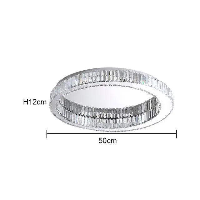 Modern chrome crystal led ceiling light dining room double ring
