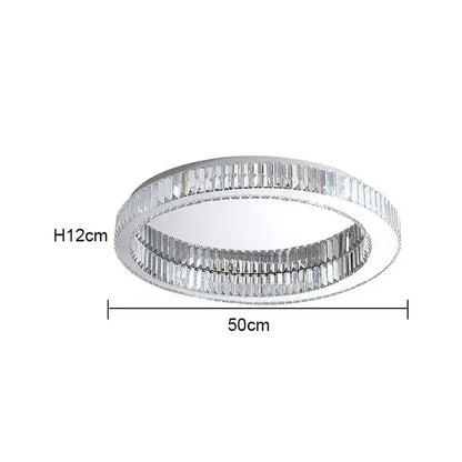 Modern chrome crystal led ceiling light dining room double ring