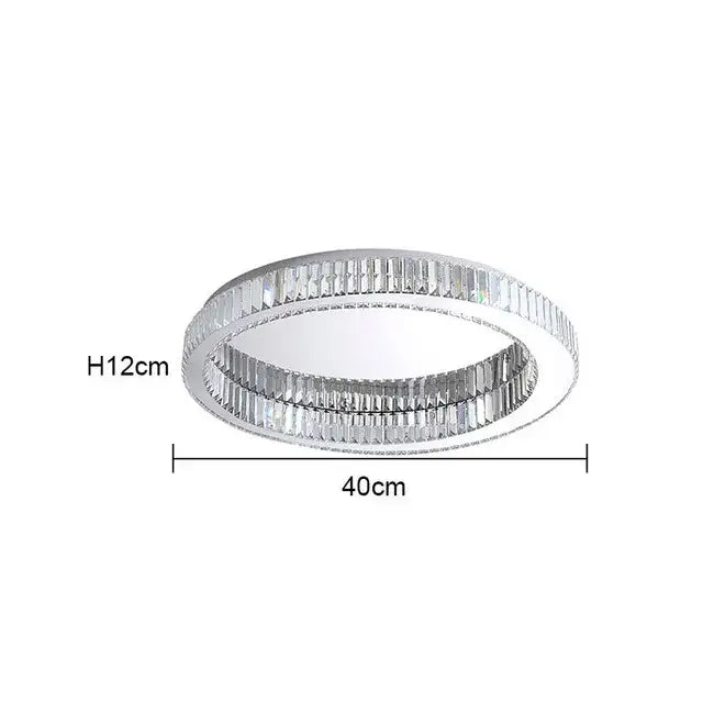 Modern chrome crystal led ceiling light dining room double ring