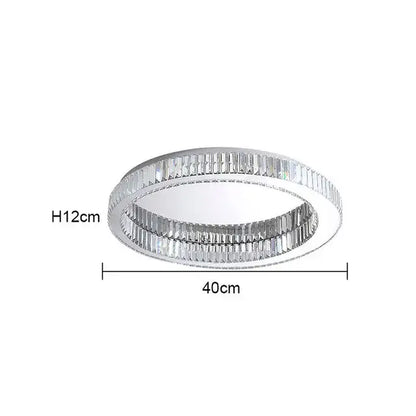 Modern chrome crystal led ceiling light dining room double ring