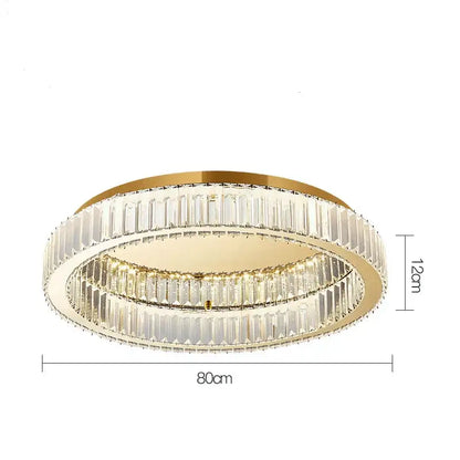 Modern chrome crystal led ceiling light dining room double ring