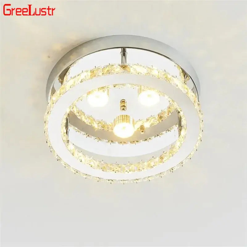 Modern chrome crystal led ceiling light for bedroom