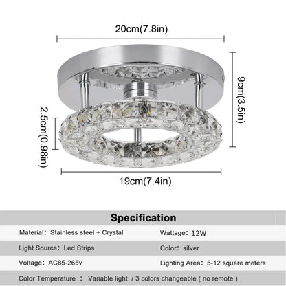 Modern chrome crystal led ceiling light for bedroom