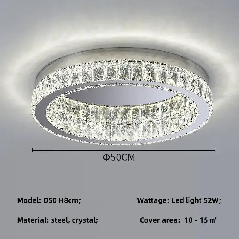 Modern chrome crystal led ceiling light living room dimmable lamp