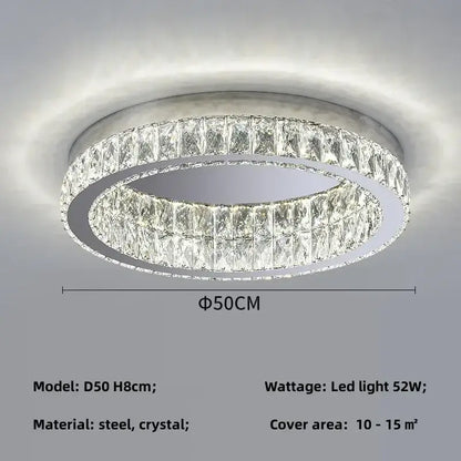 Modern chrome crystal led ceiling light living room dimmable lamp