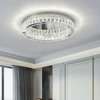 Modern chrome crystal led ceiling light living room dimmable lamp