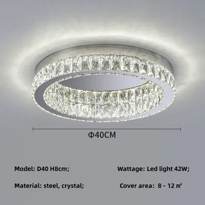 Modern chrome crystal led ceiling light living room dimmable lamp