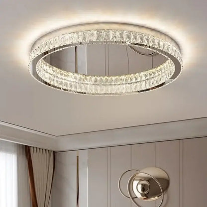 Modern chrome crystal led ceiling light living room dimmable lamp