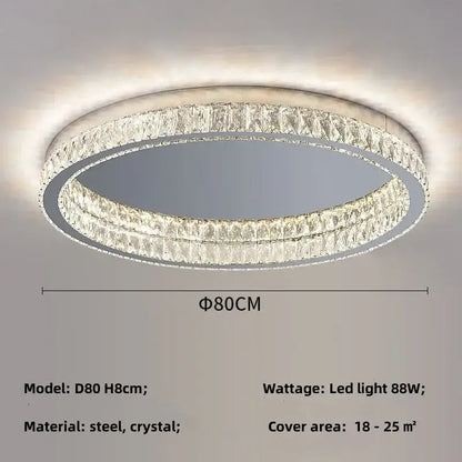 Modern chrome crystal led ceiling light living room dimmable lamp