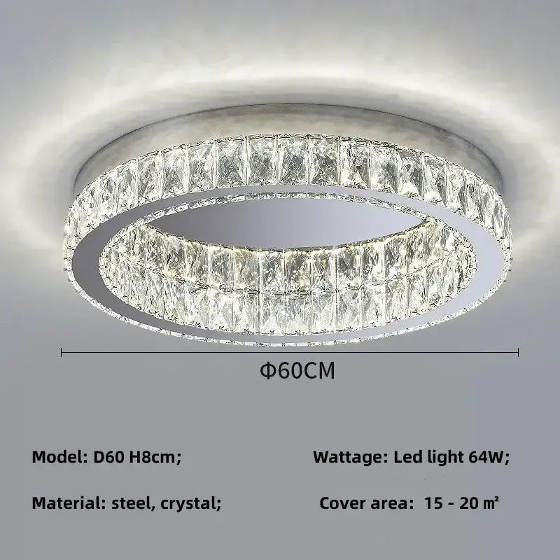Modern chrome crystal led ceiling light living room dimmable lamp