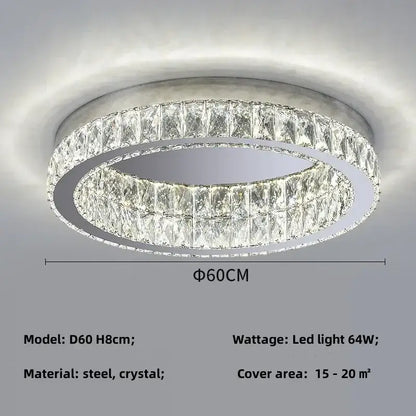 Modern chrome crystal led ceiling light living room dimmable lamp